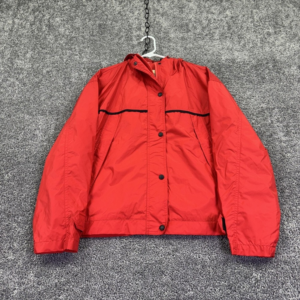 Eddie Bauer Jacket Womens XL Red Hooded Full Zip Windbreaker Lightweight Outdoor